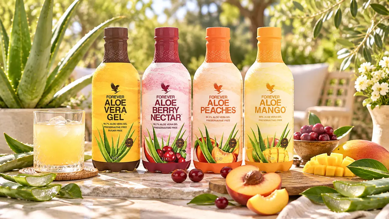Čtyři varianty aloe vera nápojů Forever Living