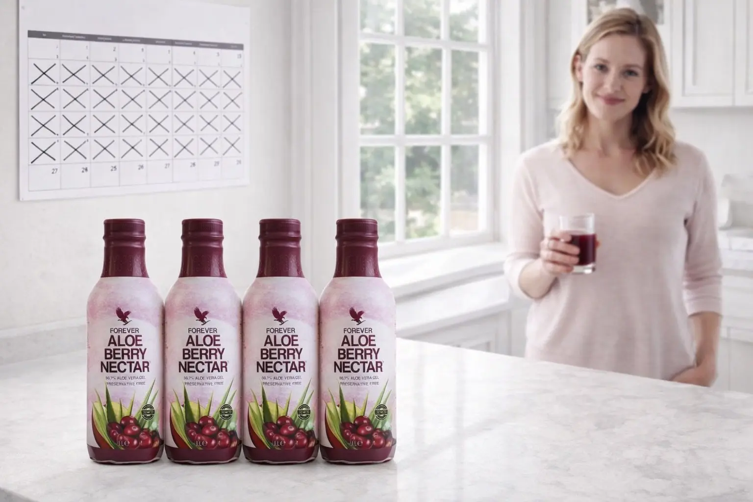 Čtyři lahve Forever Aloe Berry Nectar v balení 4-Pack