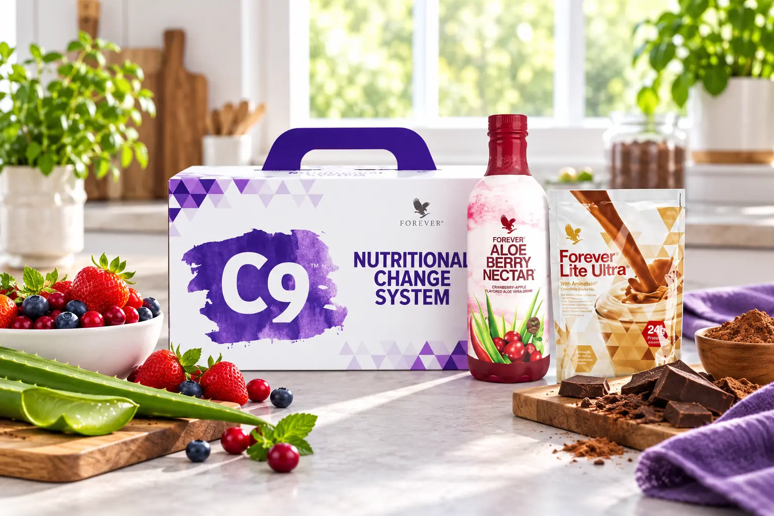 Clean 9 Berry Chocolate v produktové a každodenní scéně