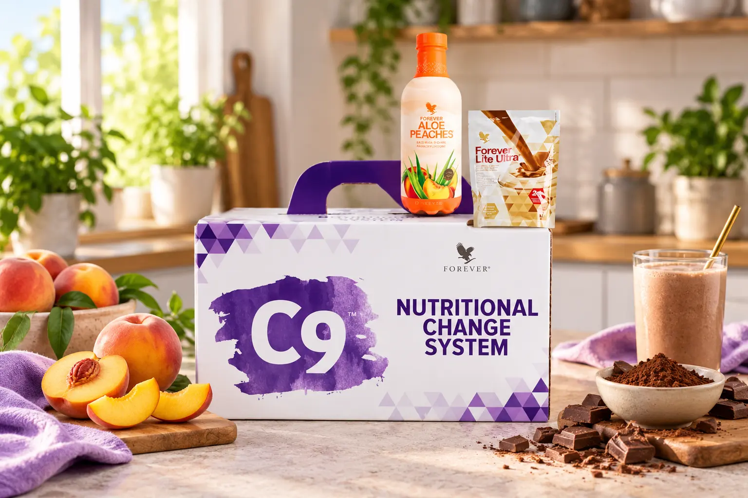 Clean 9 Peach Chocolate v produktové a každodenní scéně