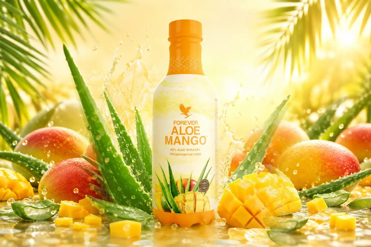 Forever Aloe Mango s mangem a listy aloe vera