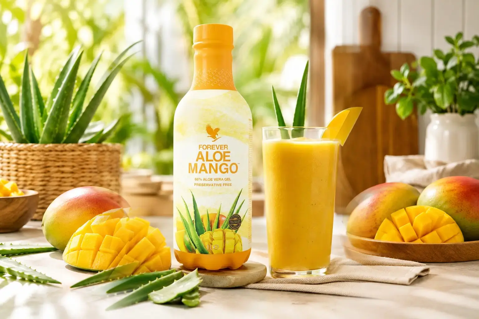 Vychlazený Forever Aloe Mango připravený k podávání
