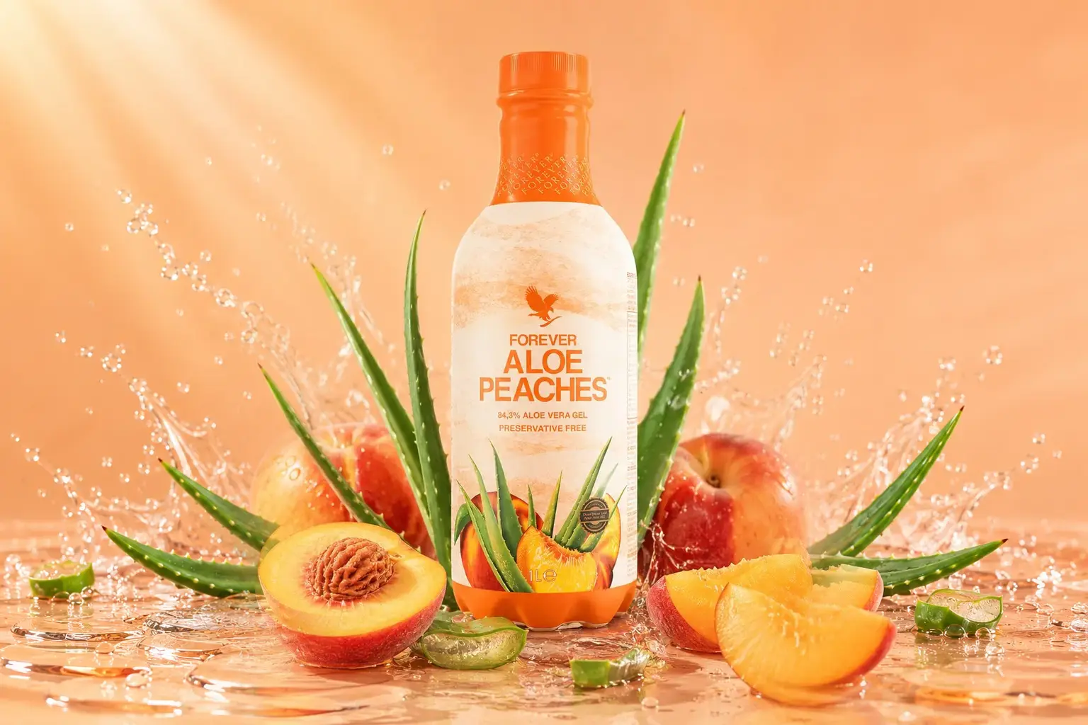 Forever Aloe Peaches s broskvemi a aloe vera