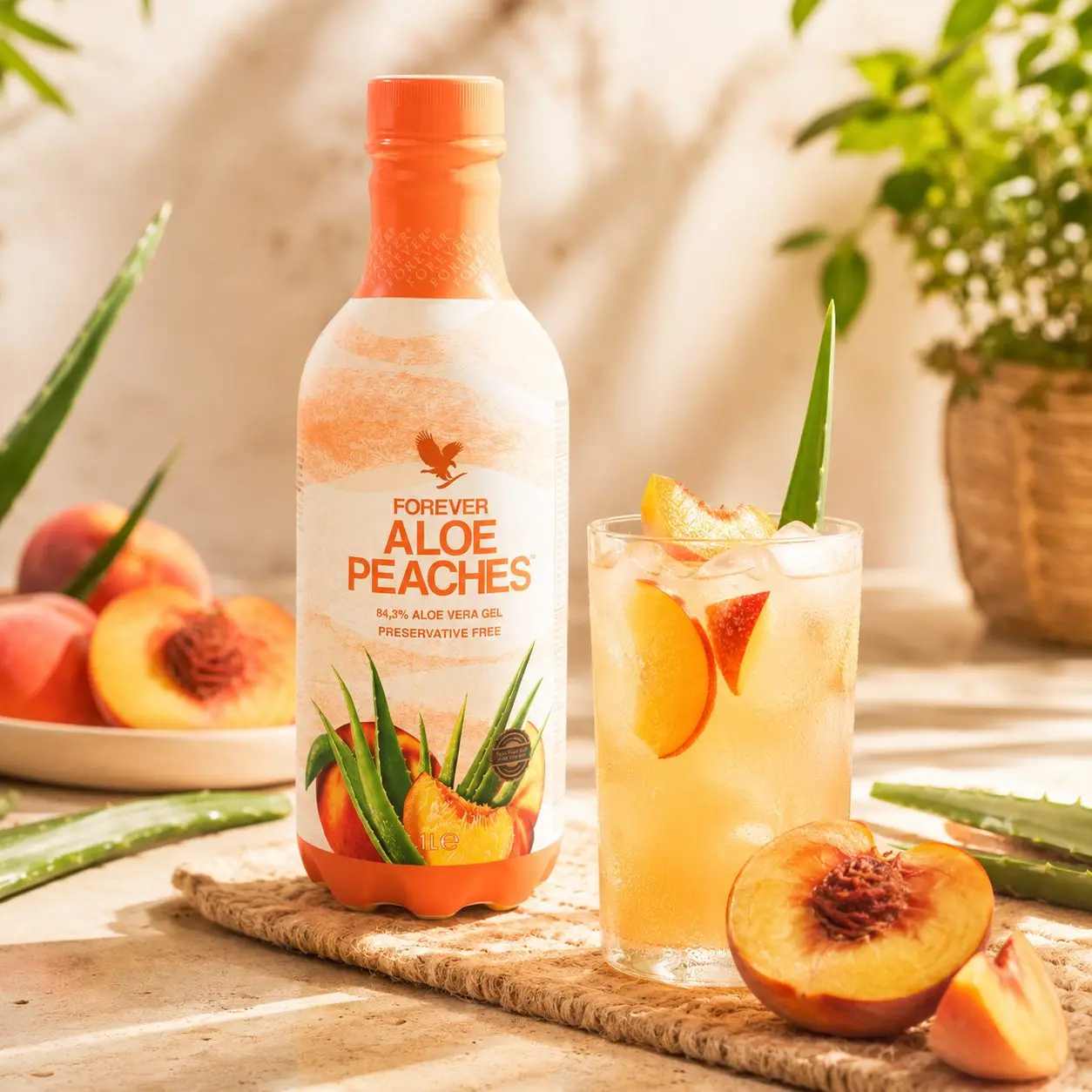 Vychlazený Forever Aloe Peaches s broskví