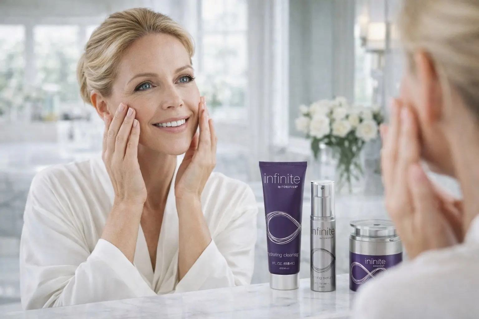 Infinite Firming Serum v produktové a každodenní scéně