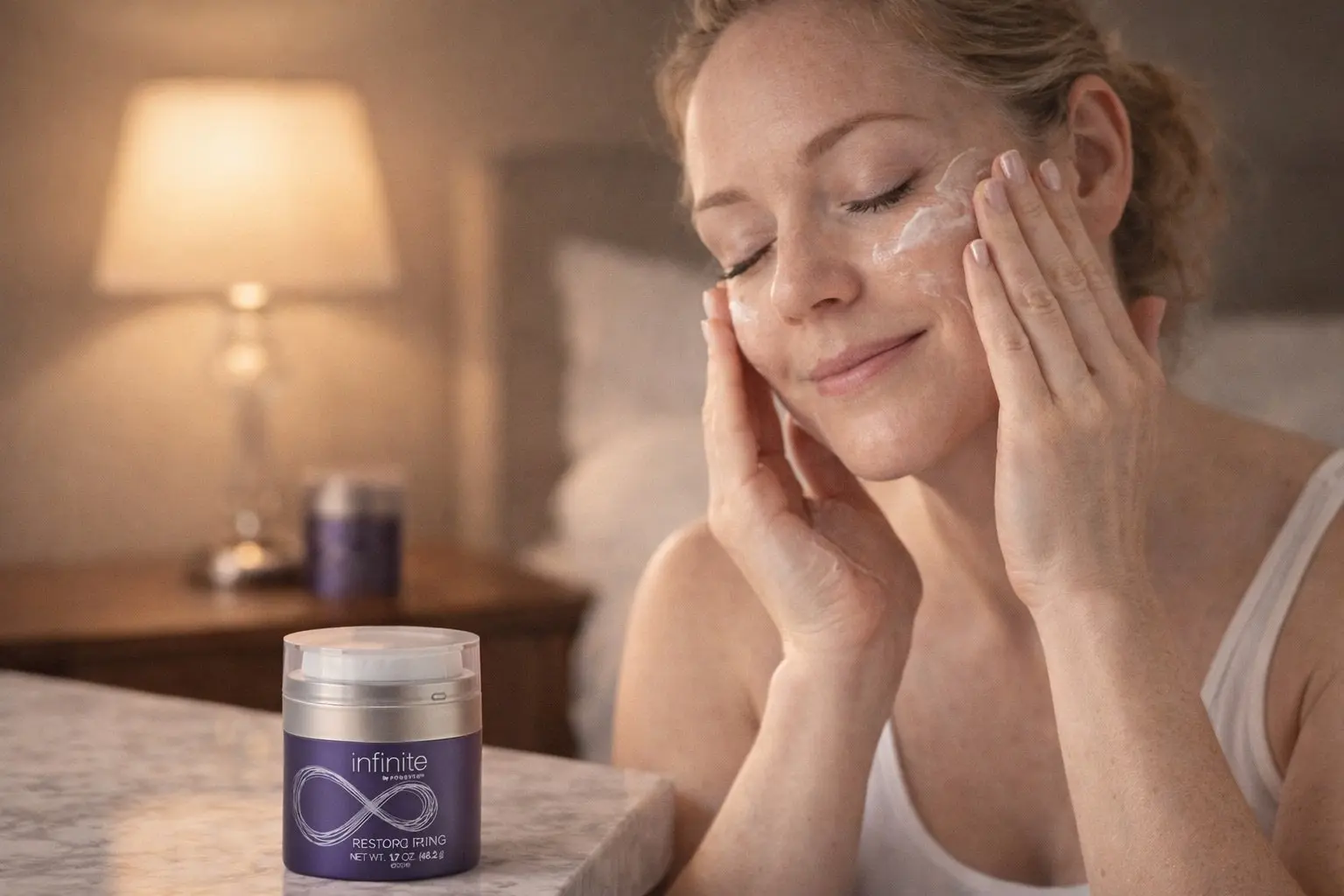 Infinite Restoring Creme v produktové a každodenní scéně