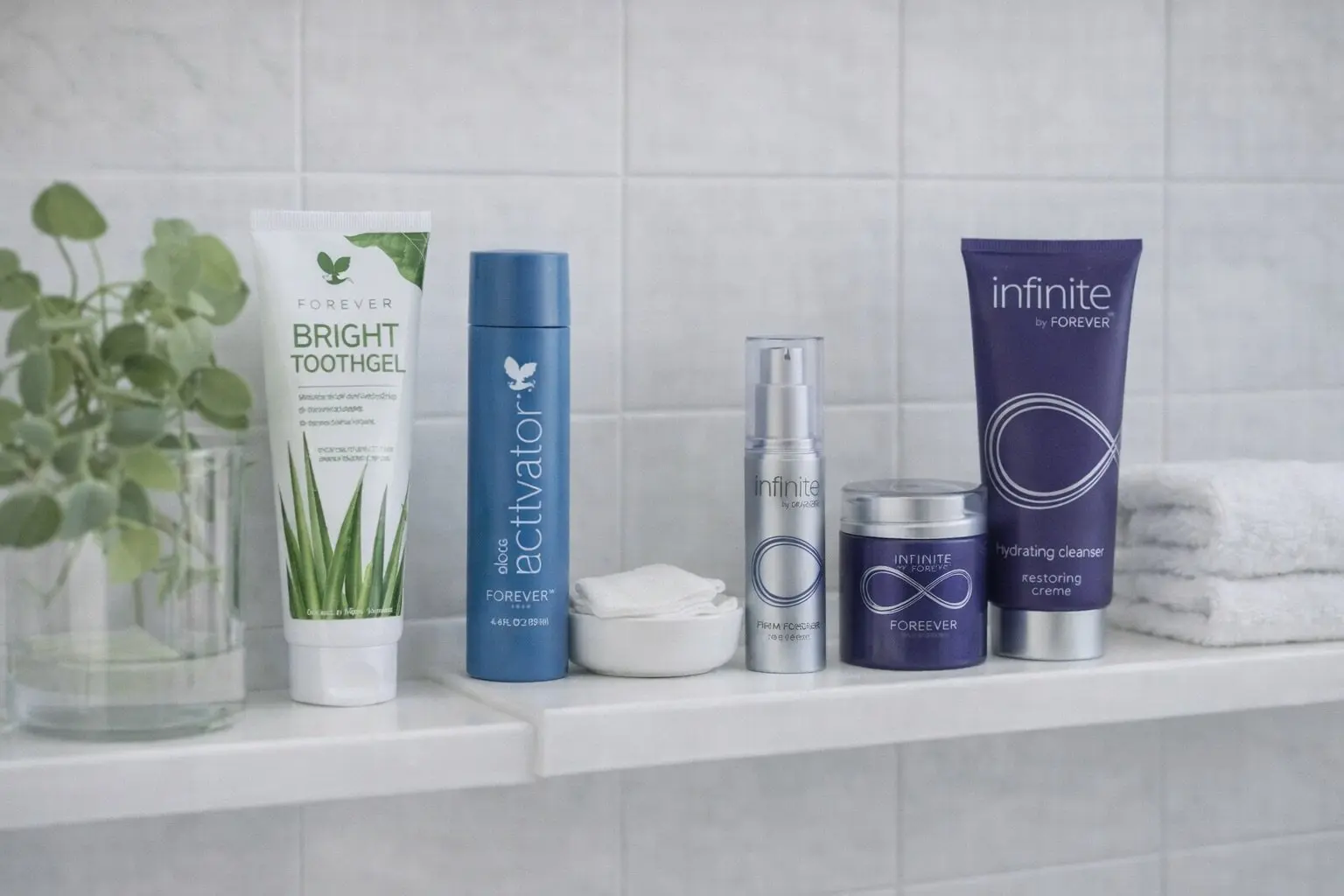 Infinite Skin Care Kit v produktové a každodenní scéně